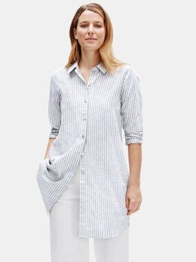 Eileen Fisher Hemp Organic Cotton Striped Shirtdress